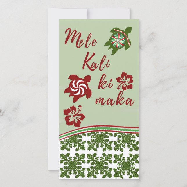 De Festividades Cartão Alto Honu e Hibiscus Mele Kalikimaka (Frente)