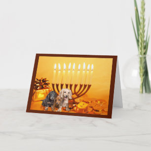 De Festividades Cartão Chanukah Dachshund Menorah2