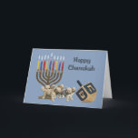De Festividades Cartão Chanukah para Retriever ouro Menorah Dreide<br><div class="desc">Lembrar a família e os amigos durante a temporada de Chanukah é uma maneira maravilhosa de manter contato com as pessoas que você ama e se importa. Criei com amor e cuidado estes cartões Chanukah para cães e tenho a certeza de que qualquer pessoa que ame cães ficará encantada em...</div>