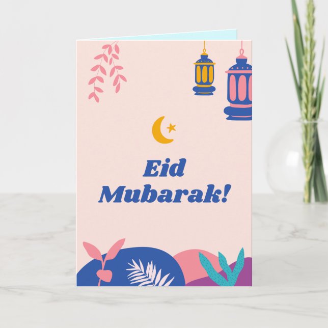 De Festividades Cartão Cloroso Moderno Eid Mubarak Personalizado (Frente)