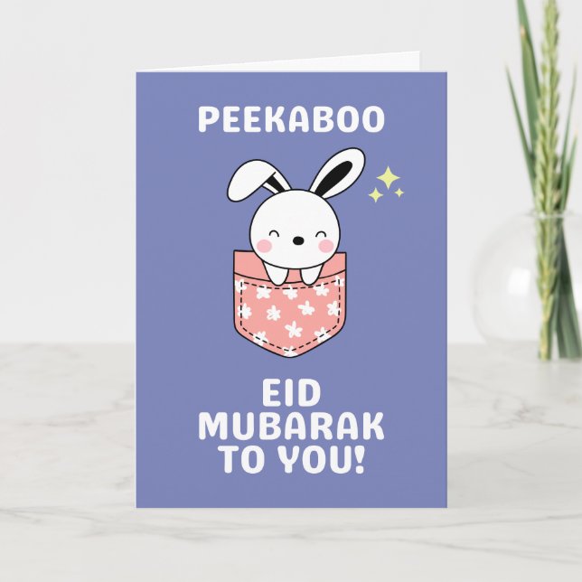 De Festividades Cartão Coelhinho Fofo Eid Mubarak Peekaboo (Frente)