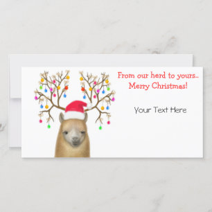 De Festividades Cartão com fotos Alpaca Xmas personalizável