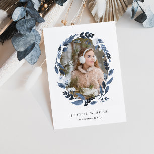 De Festividades Cartão com fotos Azure Wreath Holiday