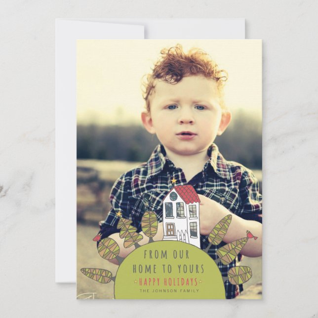 De Festividades Cartão com fotos bonito da ilustração da casa do (Frente)