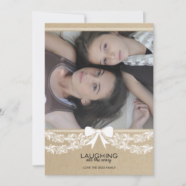 De Festividades Cartão com fotos branco rústico do arco & do (Frente)