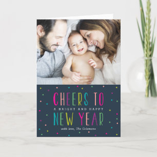 De Festividades Cartão com fotos brilhante e Feliz ano novo
