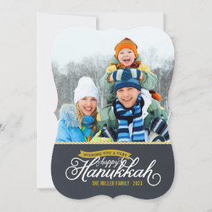 De Festividades Cartão com fotos Chalkboard Script Hanukkah