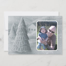 De Festividades Cartão com fotos da Árvore Noel azul