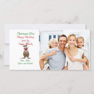 De Festividades Cartão com fotos da família das renas natalinas