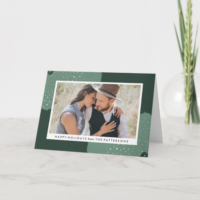 De Festividades Cartão com fotos dobrado | Dourado do feriado dos (Frente)