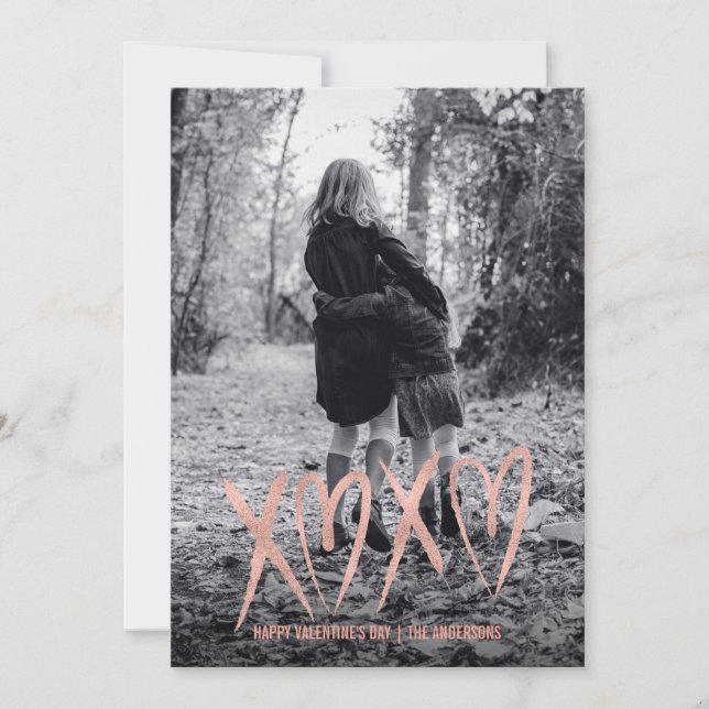 De Festividades Cartão com fotos Dourado Rosa com escovas modernas (Frente)