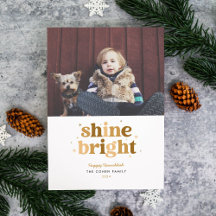Cartão com fotos Dourado Shine Bright Hanukkah