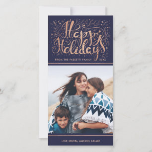 De Festividades Cartão com fotos Faux Rosa Gold Folidy