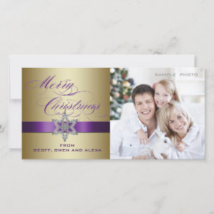 De Festividades Cartão com fotos Feliz Natal Dourado