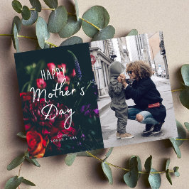 De Festividades Cartão com fotos Floral Escuro