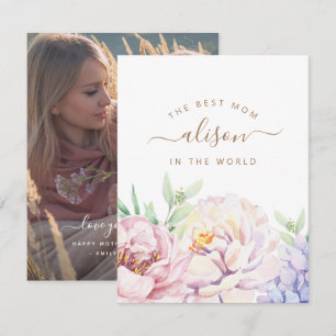 De Festividades Cartão com fotos Floral Personalizado para a Mãe