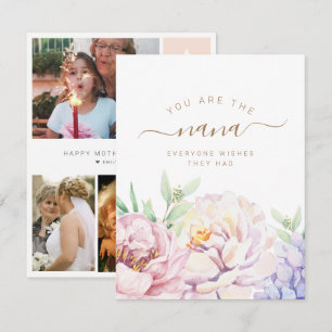 De Festividades Cartão com fotos Floral Personalizado para Nana