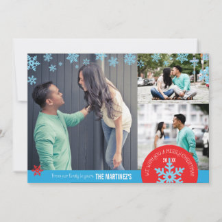 De Festividades cartão com fotos Fotográfico Snowflake 5x7 3