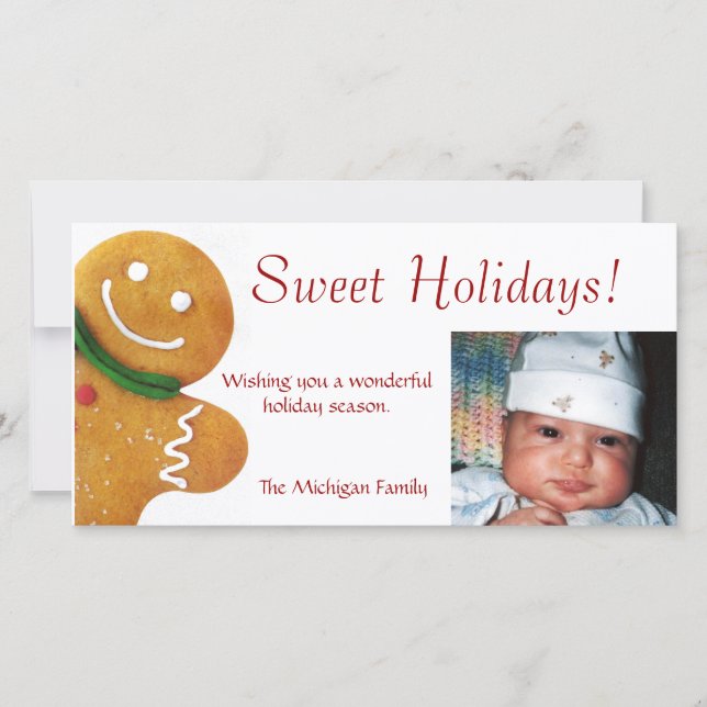 De Festividades Cartão com fotos Gingerbird Man (Frente)