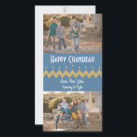 De Festividades Cartão com fotos Hanukkah com envelope branco "Che<br><div class="desc">Hanukkah,  "Chevron Menorah." Brilhante,  Cartão com fotos com envelope branco. Personalize substituindo fotos e texto. Personalize o texto escolhendo o estilo,  cor e tamanho da sua fonte favorita. Obrigados para parar e comprar! Muito apreciado. Feliz Hanukkah!</div>