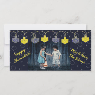 De Festividades Cartão com fotos Hanukkah "Dreidel Banner"