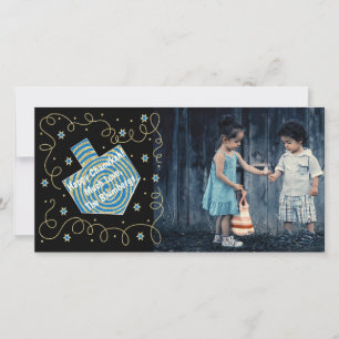 De Festividades Cartão com fotos Hanukkah "Dreidel Spinner"