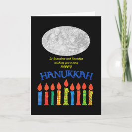 De Festividades Cartão com fotos Hanukkah personalizável, Velas