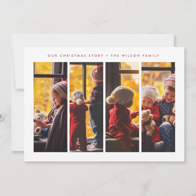 De Festividades CARTÃO COM FOTOS HOLIDAY | Modern Stripes Natal (Frente)