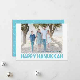 De Festividades Cartão com fotos Neve Azul Feliz Hanukkah