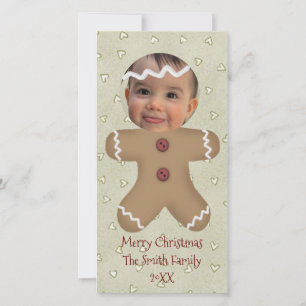 De Festividades Cartão com fotos Personalizado Do Gingerbird Man F