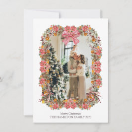 De Festividades Cartão com fotos Pine Poinsettia Orange Holiday Ga
