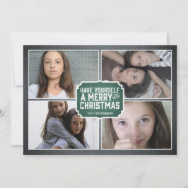 De Festividades Cartão com fotos quadro verde do feriado do quadro