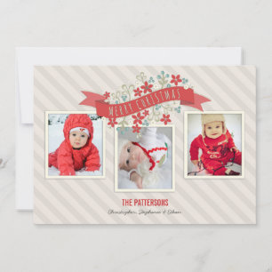 De Festividades Cartão com fotos Red Banner Feliz Natal 3