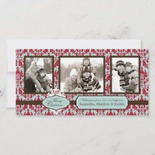 De Festividades Cartão com fotos Retro da Brocade Natal