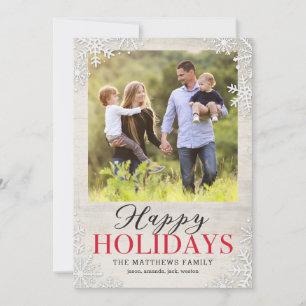 De Festividades Cartão com fotos Rustic Snowflakes Feliz Feriados