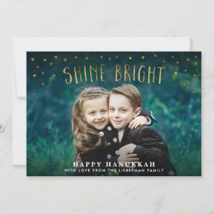 De Festividades Cartão com fotos Shine Bright Faux Gold Foil Hanuk