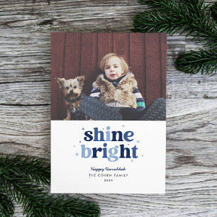 De Festividades Cartão com fotos Shine Bright Hanukkah Azul