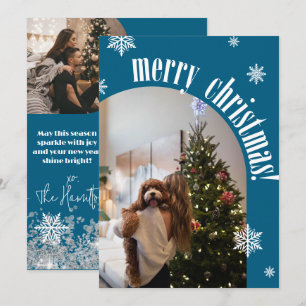 De Festividades cartão com fotos Teal Retro Feliz Natal 2024