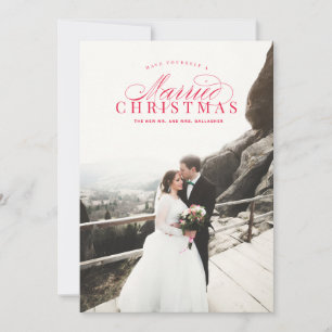 De Festividades Cartão com fotos Vermelho do Natal Casado