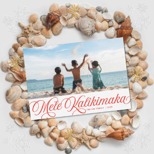 De Festividades Cartão com fotos Vermelho Holiday Hawaiai Mele Ka