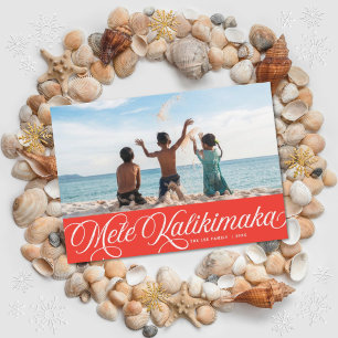 De Festividades Cartão com fotos Vermelho Holiday Hawaiai Mele Kal