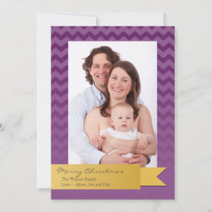 De Festividades Cartão com fotos zigzag holiday gold ribbon chevro
