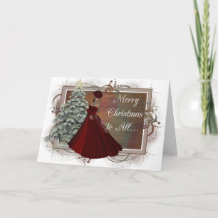 De Festividades Cartão da mulher do Natal (design vermelho do
