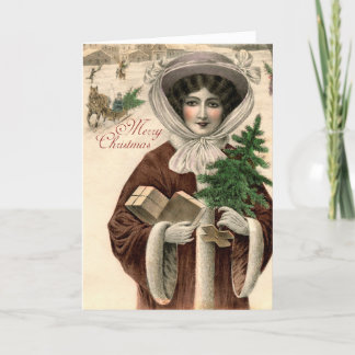 De Festividades Cartão da senhora Natal do Victorian do vintage