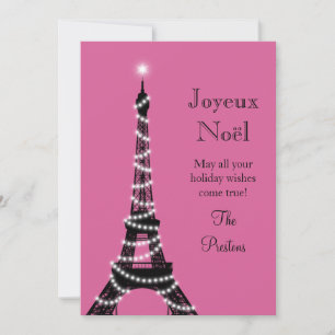 De Festividades Cartão da Torre Eiffel para Feriado fúcsia