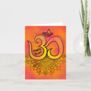 De Festividades Cartão Diwali Orange Aum Mandala