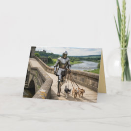 De Festividades Cartão do Cavaleiro Passeando o Cachorro