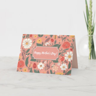 De Festividades Cartão do Dia das Mães com Estampa Floral