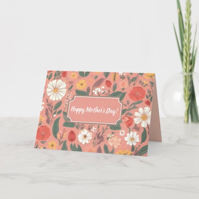 De Festividades Cartão do Dia das Mães com Estampa Floral (Frente)