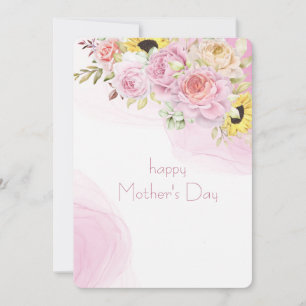 De Festividades Cartão do Dia das Mães com Floral em Aquarela Impo
